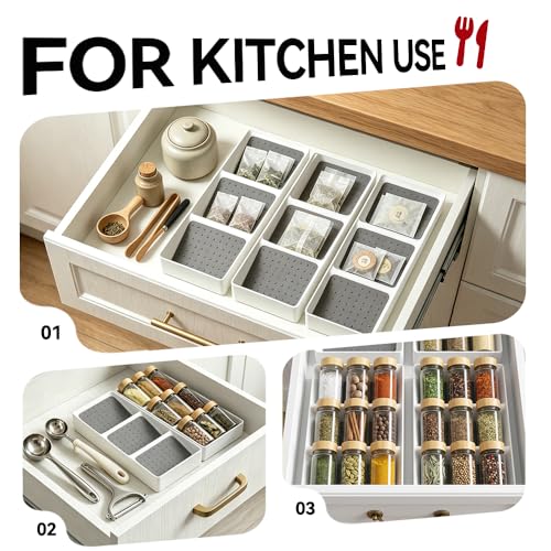 Spice Drawer Organizer (White / 8 Pack)