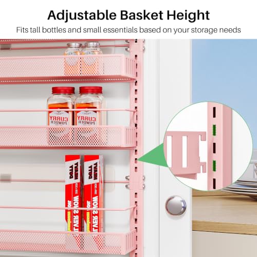 8 Tiers Over the Door Organizer (Pink / 17" W x 6" D x 69" H)