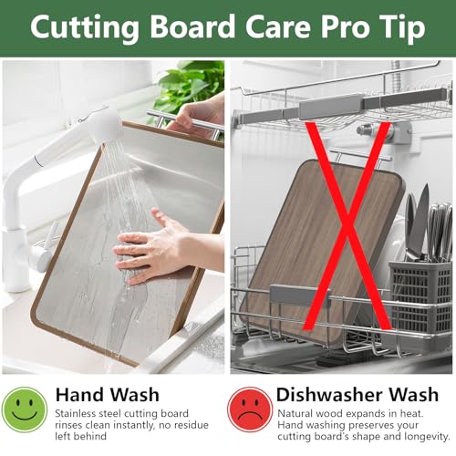 Double Sided Stainless Steel and Ebony Cutting Board (16.3"L x 11"W)