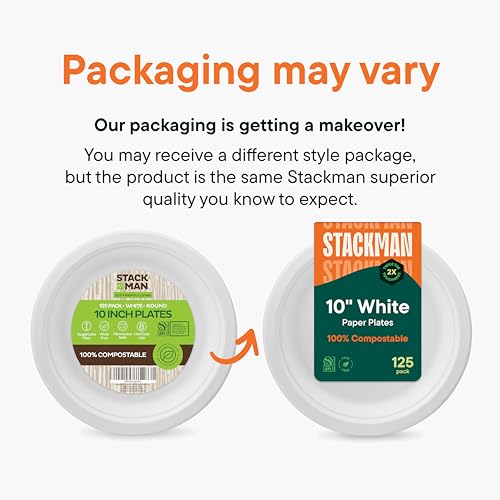 100% Compostable Paper Plates 10 Inch Bulk [500 Count] Heavy (10 inch Round -- 500 Pack)
