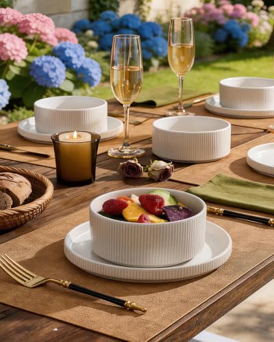 Ceramic Dinnerware Sets for 4 (Matte White)