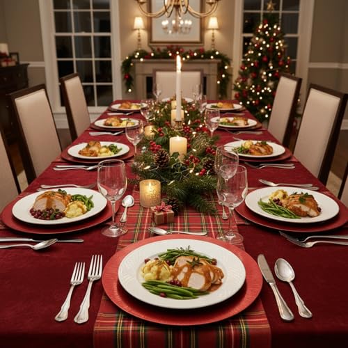 50 Pcs Red Charger Plates 13" Plastic Round Charger Dinner Plates (Modern Style / Red)