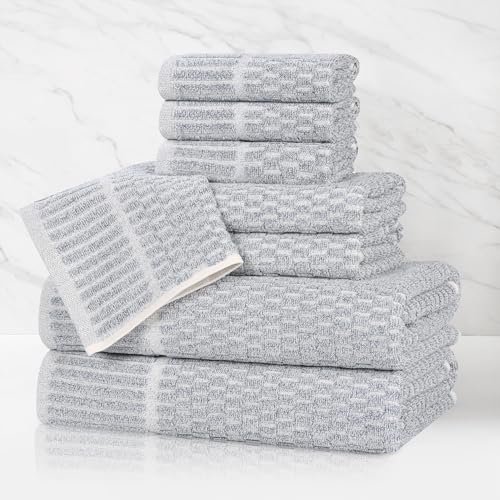 Juno Viscose Cotton Blend Medium Weight Towels (8 Piece Towel Set / Denim Blue)
