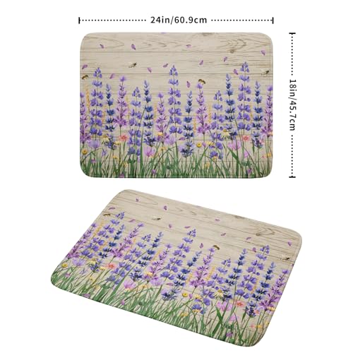Lavender Floral Dish Drying Mat 18x24 inch Spring Summer Flower Decorative Fast Dry Dishes Drainer Mats Reversible Washable Dish Rack Pad (Lavender Floral / 18" x 24")