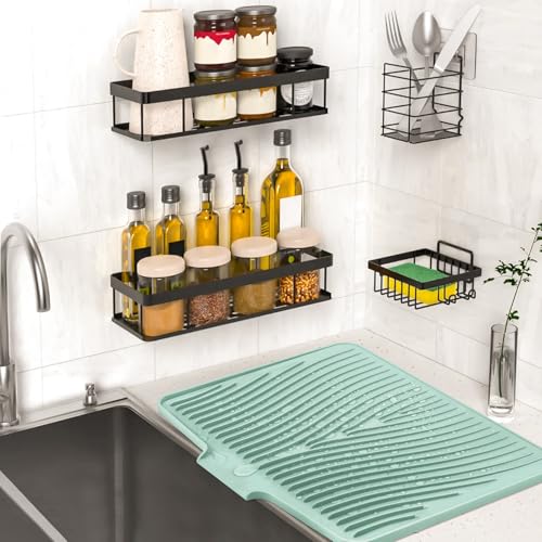 Silicone Dish Drying Mat for Kitchen Counter (Mint-1pc / 20" x 15")