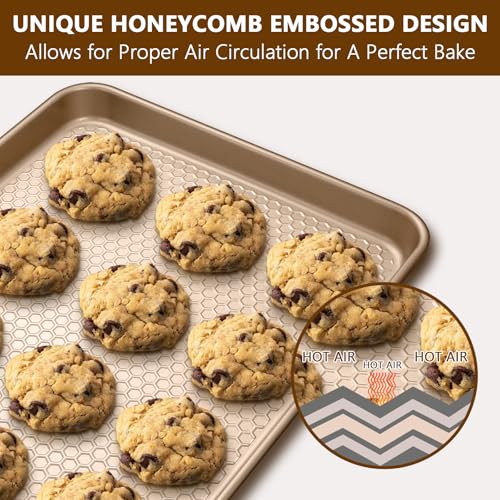 Baking Sheet Pan Set of 2 (17.5x12x1 inch Set / Textured Champagne Gold)