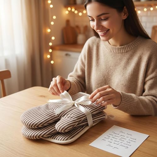 4Pcs Oven Mitts and Pot Holders (Khaki)