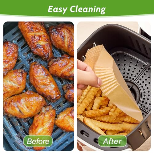 360 Pcs 6.5” Square Air Fryer Paper Liners Disposable Unbleached Heavy Duty (360 Count)