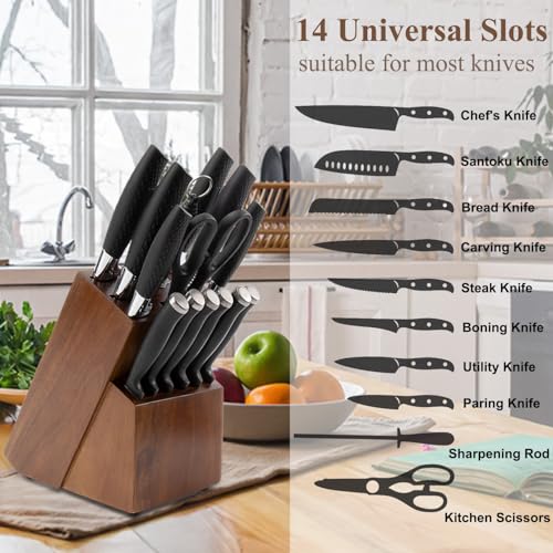 Universal Knife Block Without Knives (Brown-14 Slot)
