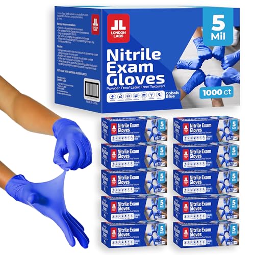 Cobalt Blue 5 Mil Nitrile Exam Gloves Disposable Latex Free (Cobalt Blue / Large)