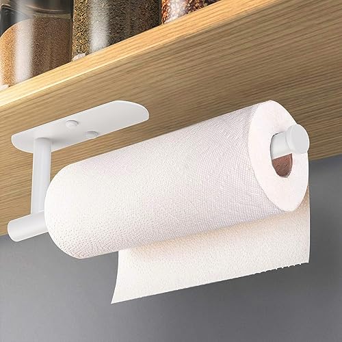Self Adhesive Paper Towel Holder Under Cabinet Mount (White / 2 Pack)
