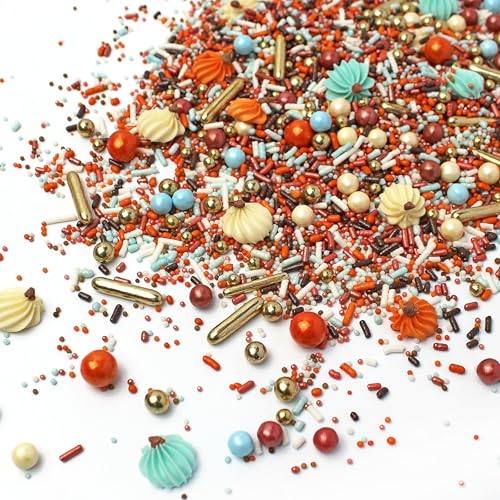 Pumpkin Carriage Sprinkle Mix (Burnt Orange, Light Blue, Vintage Gold, Rose Gold)