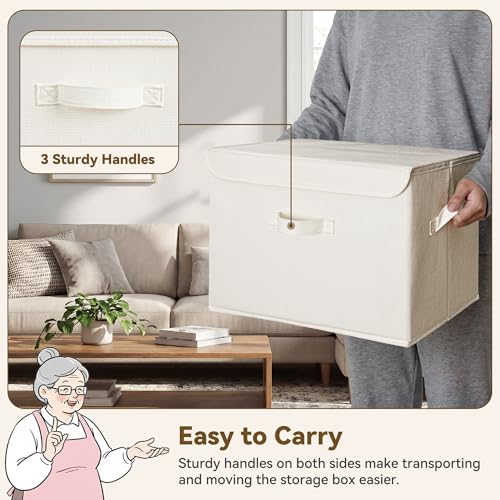Memory Keepsake Storage Box (Ivory White&Khaki / Extra Large-2 Pack)