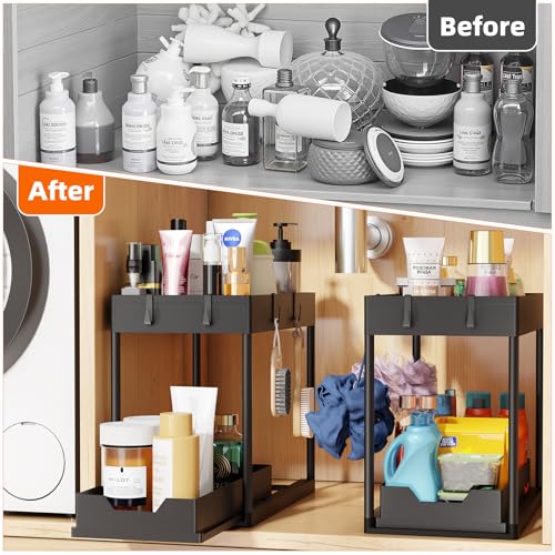 Under Sink Organizer 2 Pack (Black / 2 pack)