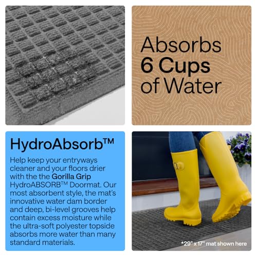 HydroABSORB Door Mat for Indoor Outdoor Use (Grey / 47" X 35")