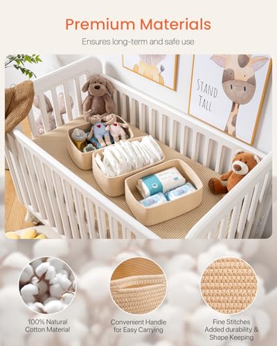 Small Woven Storage Basket for Organizing (Beige / 13.5"L x 9.5"W x 5"H)