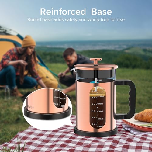 French Press Coffee Maker 51oz (Upgraded Stainless Steel Copper / 51oz)