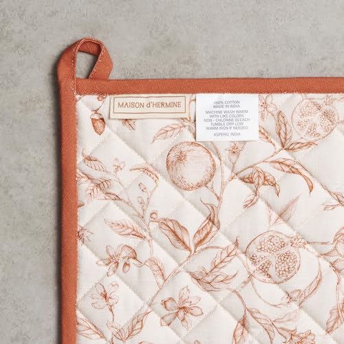 100% Cotton Oven Mitt & Pot Holder Set (128 - Vintage Harvest / 7.5" x 13" & 8" x 8" (Oven Mitt & Pot Holder))