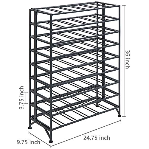 Gray Metal Wine Rack Floor Stand 9 Tier Bottle Storage Shelf (Grey)