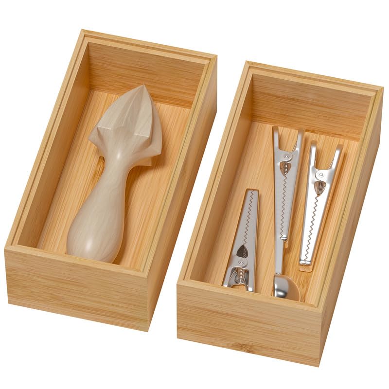Bamboo Kitchen Drawer Organizer (6 x 3 x 2 Inch / Yellow)
