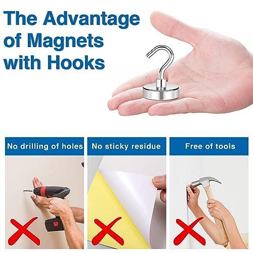 Magnetic Hooks Magnet Hook for Cruise Cabins 85LBS Essentials 6P (Silver / 0.98in)