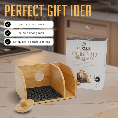 Pour Over Caddy with Lid for Chemex Bodum Cosori Coffee Makers Black (Black-1)