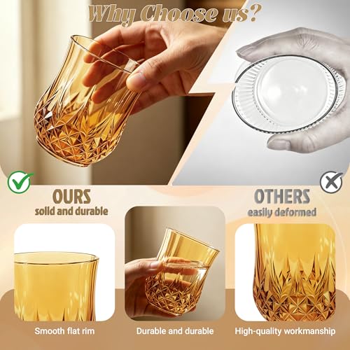 40 Pack Plastic Stemless Wine Glasses (Amber)