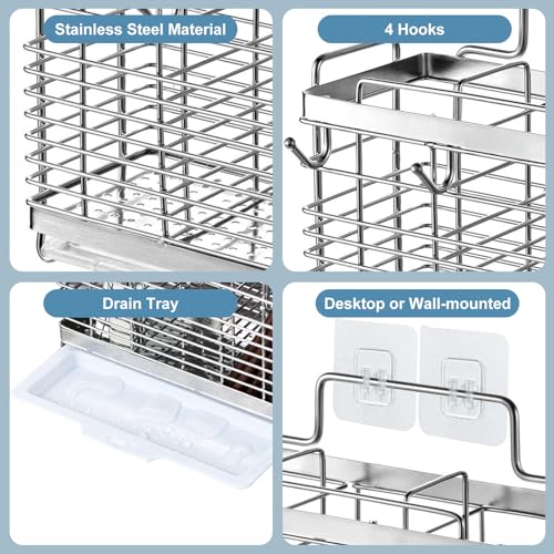 Utensil Holder (Silver / 3 Grids)