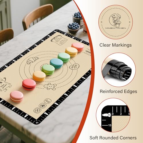 Silicone Baking Mat with Recipes (Dark Black / 28"L x 20"W)
