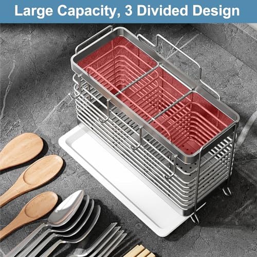 Utensil Holder (Silver / 3 Grids)