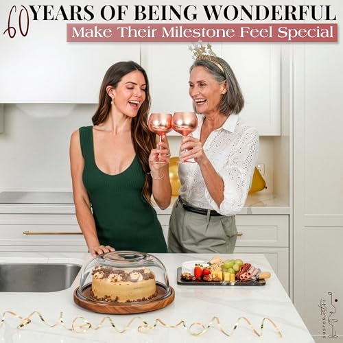 60th Birthday Wine Glass (60th / Rose Gold)