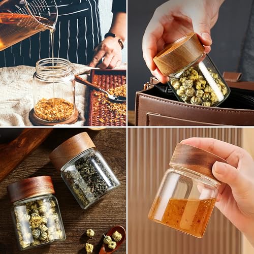 18 oz 550 ml Clear Glass Storage Canister with Airtight Wooden Lid (18 fl oz (1 Pack))