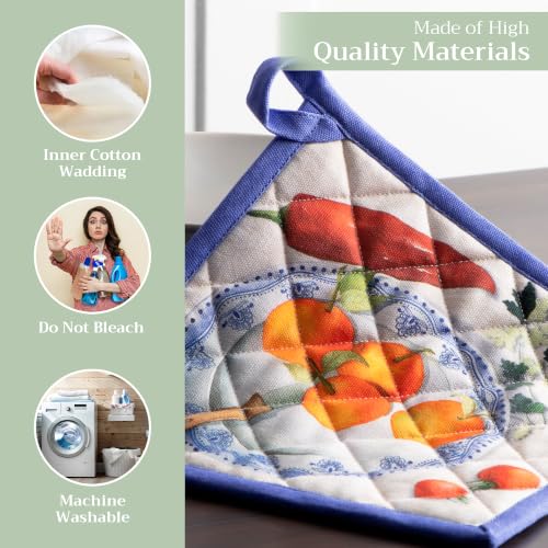 Pot Holders 100% Cotton Potholders (078 - Gourmand / 8" x 8" (Pot Holder Pack of 1))