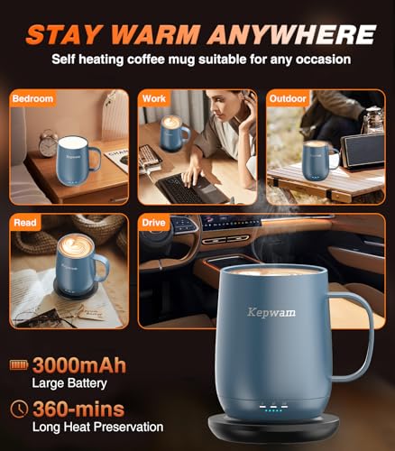 Self Heating Coffee Mug T2 (Steel Blue / 16oz)