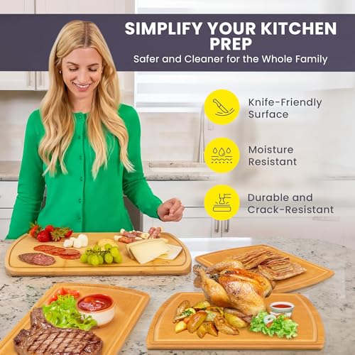 Glue Free Surface™ 2XL Extra Large Bamboo Cutting Board Set of 4 (Glue-Free Surface - Round)