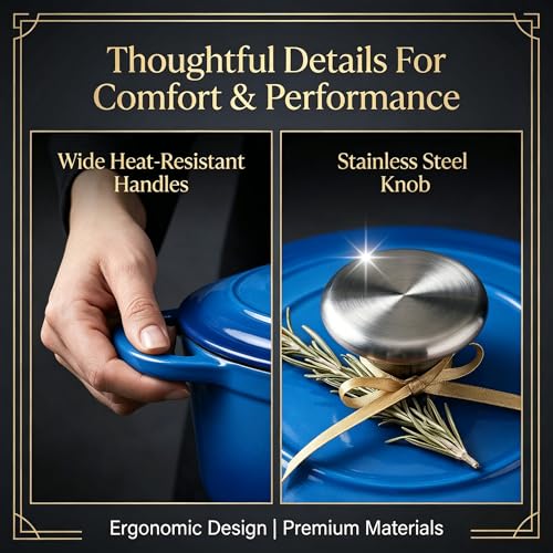 Enameled Cast Iron Cookware Set (Blue A)