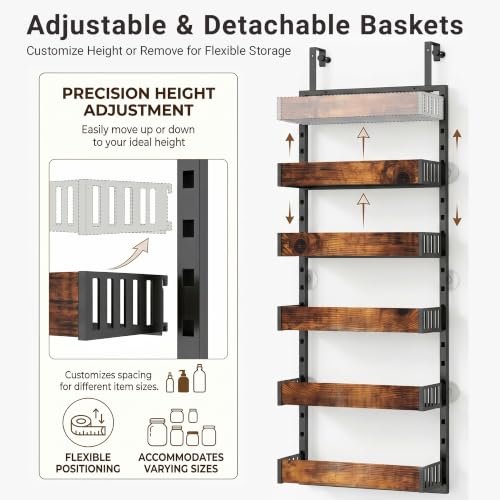 2 Pack Over the Door Pantry Organizer (Black-2P 6-Tier)
