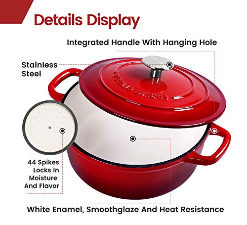 Enameled Cast Iron Dutch Oven (Red / 5.5QT)