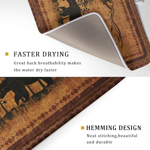 Forest Bear Dish Drying Mat 18x24 Inch Rustic Cabin Washable Microfiber Absorbent Dishes Drainer Rack Pad for Kitchen Counter Home Decor (Retro Forest Bear / 18" x 24")