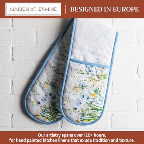 Double Oven Mitts 100% Cotton Double Oven Glove (012 - Fleurs De Mai / 7" x 35" (Double Oven Mitt))