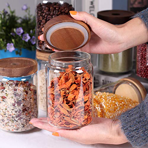 Stackable Kitchen Canisters Set of 8 (8set Regular Acacia Lids)