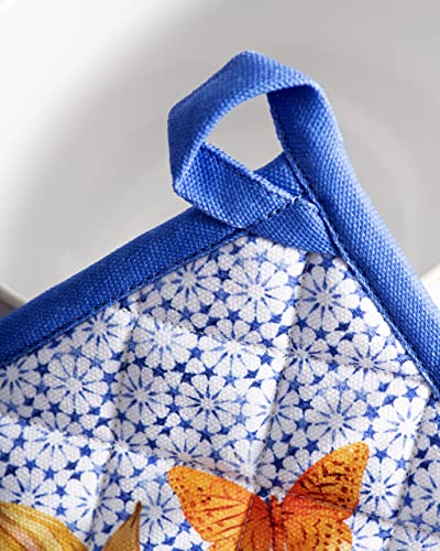 Pot Holders 100% Cotton Potholders (087 - Passiflora / 8" x 8" (Pot Holder Pack of 2))