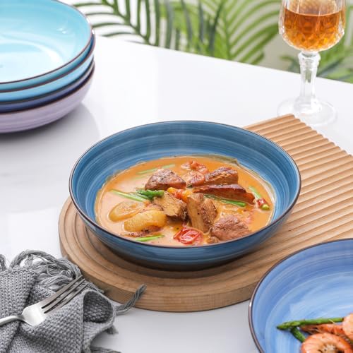 Ceramic Plates and Bowls Set (Gradient Blue / 24 Pieces)