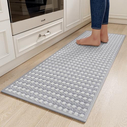 Kitchen Rugs Kitchen Mats for Floor Non Slip Washable Gray 17" x47 (5.545 Sq Ft)