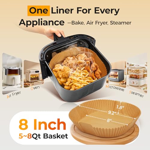 250 Pcs 8" Square Air Fryer Liners Disposable for 5 (250 Count)