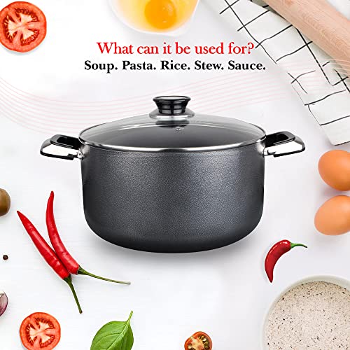 10 Quart Non stick Stock Pot with Tempered Glass Lid and Carrying Handles (10-Quart Stock Pot / Standard Packaging)