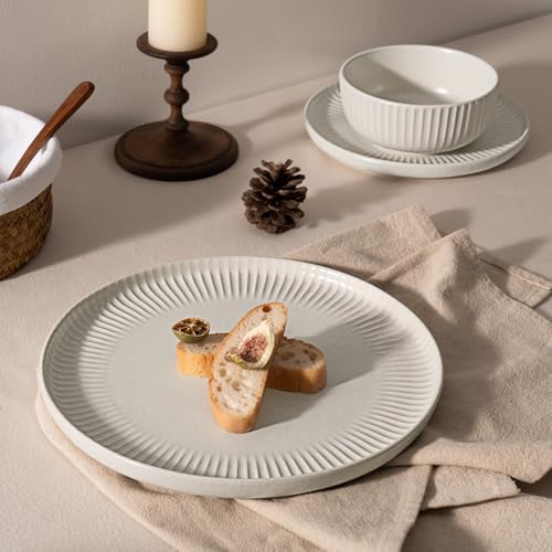 Stoneware Dinnerware Sets for 6 (Matte White / Service for 6)