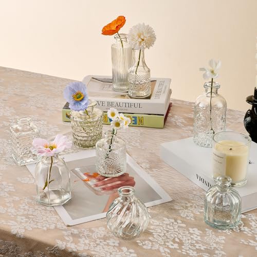 Glass Bud Vase Set of 24 Pcs Small Minimalist Vases for Flowers (Clear)