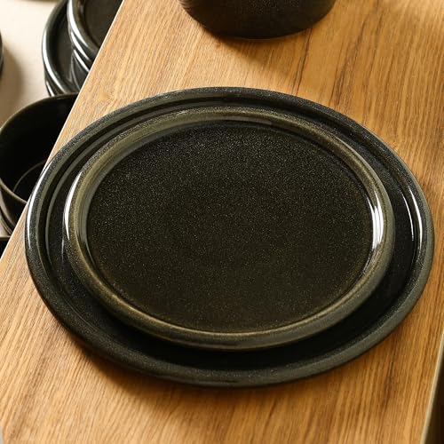 Eden 4 Piece Dinner Plate Set Stoneware (Charcoal Grey / 4-Piece - Dinner Plate)