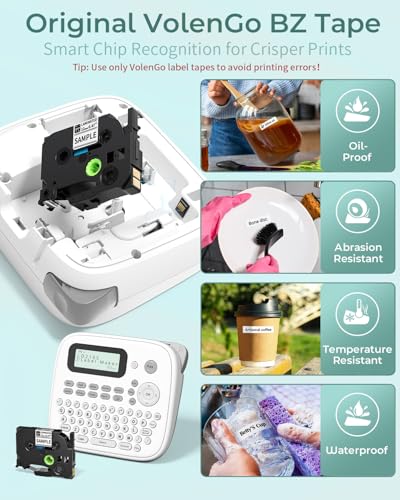 Label Maker Machine with 4 Tapes (White)
